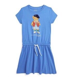 Polo Ralph Lauren Little Girls Polo Bear Cotton Jersey Dress Sz M 8-10 Years old